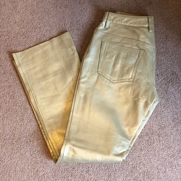 Express Gold Leather Pants size 1/2 - Picture 4 of 8